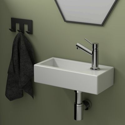 Lave mains rectangle design blanc
