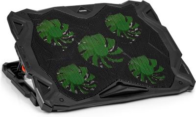 LC1 Refroidisseur pour ordinateur portable 5x ventilateurs Tapis anti surchauffe 2x ports USB Hauteur ajustable Duronic