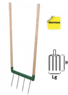 Leborgne Biogrif NaturOvert 4 dents interchangeables - manche bois certifié PEFC 100%