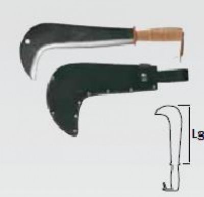 Leborgne Serpe chasseur - 20 cm avec étui en cuir - manche cuir