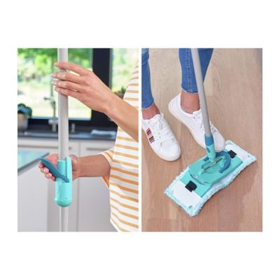 LEIFHEIT Clean Twist M Ergo mobile 52121 Kit de nettoyage sol - Balai a plat lave sol avec housse, seau a essorage facile, roule