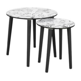 LEILANIE - Lot de 2 Tables Gigognes Plateaux Motif Jungle