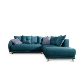 Lena - canapé d'angle droit convertible - 5 places - bleu canard - style scandinave - Best Mobilier