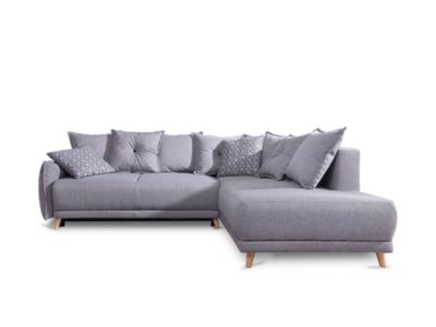 Lena - canapé d'angle droit convertible - 5 places - gris clair - style scandinave - Best Mobilier