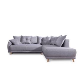 Lena - canapé d'angle droit convertible - 5 places - gris clair - style scandinave - Best Mobilier