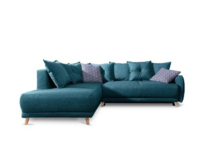 Lena - canapé d'angle gauche convertible - 5 places - bleu canard - style scandinave - Best Mobilier