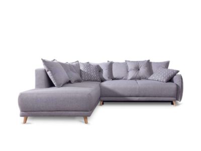 Lena - canapé d'angle gauche convertible - 5 places - gris clair - style scandinave - Best Mobilier