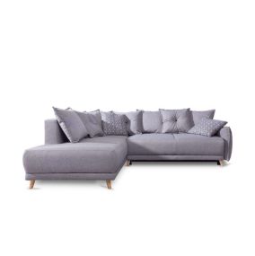 Lena - canapé d'angle gauche convertible - 5 places - gris clair - style scandinave - Best Mobilier