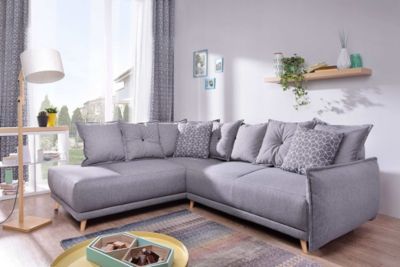 Lena - canapé d'angle gauche convertible - 5 places - gris clair - style scandinave - Best Mobilier