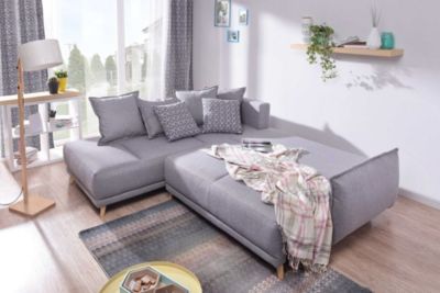 Lena - canapé d'angle gauche convertible - 5 places - gris clair - style scandinave - Best Mobilier