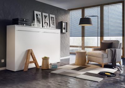 Lenart Armoire Lit escamotable Horizontal 140x200 cm Blanc mat Lit Mural Consus pro