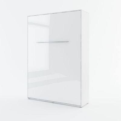 Lenart Armoire Lit escamotable Vertical 140x200 cm Blanc brillant Lit Mural Consus pro