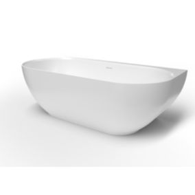 Lesly Baignoire semi-îlot 170 x 82 cm en marbre coulé, Blanc (LE1700)