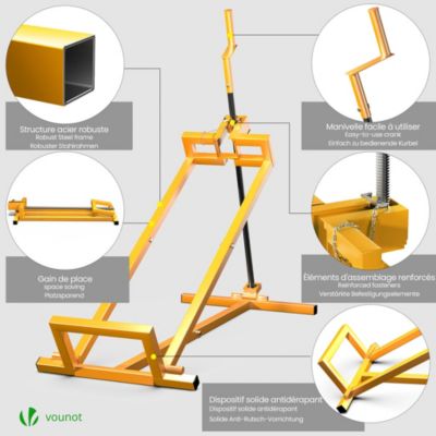 Leve tracteur Tondeuse Supporte 400 kg max Jaune VOUNOT
