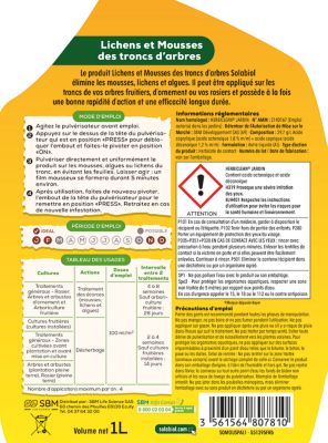 Lichens et mousses sur troncs d'arbres Solabiol 1L