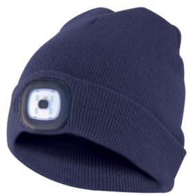 LIGHTHOUSE : Bonnet avec frontale LED rechargeable. Bleu