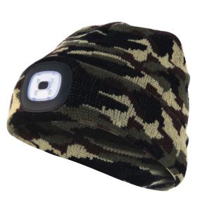LIGHTHOUSE : Bonnet avec frontale LED rechargeable. Camouflage