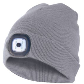 LIGHTHOUSE : Bonnet avec frontale LED rechargeable. Gris clair