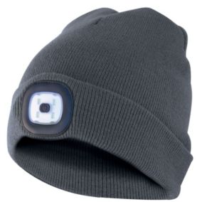 LIGHTHOUSE : Bonnet avec frontale LED rechargeable. Gris foncé
