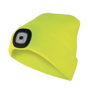 LIGHTHOUSE : Bonnet avec frontale LED rechargeable. Jaune fluo