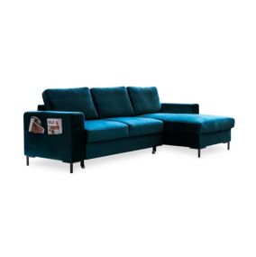 Lilly - Canapé d'angle droit - 4 places - convertible avec coffre - en velours - Best Mobilier