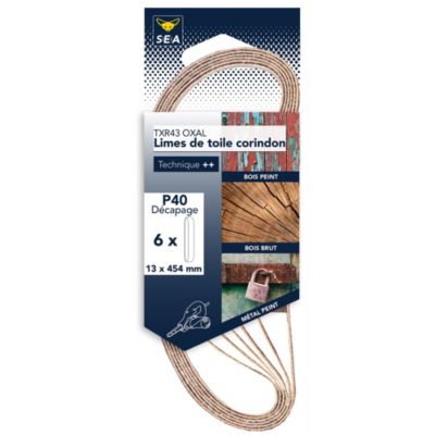 Lime abrasive corindon 13 x 454 mm grain 40, lot de 6