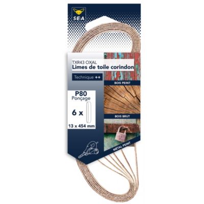 Lime abrasive corindon 13 x 454 mm grain 80, lot de 6