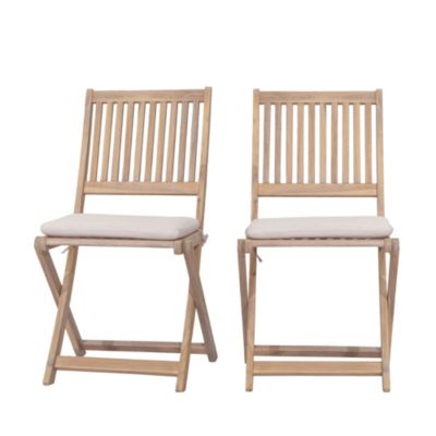 Lina - Lot de 2 chaises pliantes de jardin en bois - Bois clair