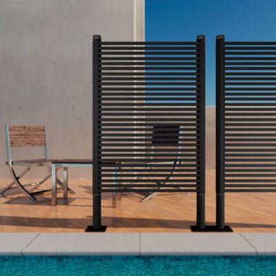 Linea - Panneau Brise-Vue Séparateur de Extérieur 90,5x180 cm en Métal et Résine Noir