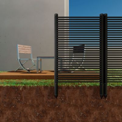 Linea - Panneau Brise-Vue Séparateur de Extérieur 90,5x180 cm en Métal et Résine Noir