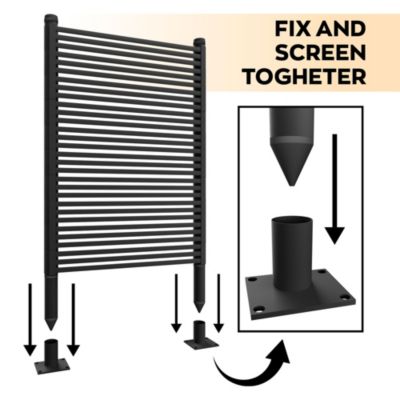 Linea - Panneau Brise-Vue Séparateur de Extérieur 90,5x180 cm en Métal et Résine Noir