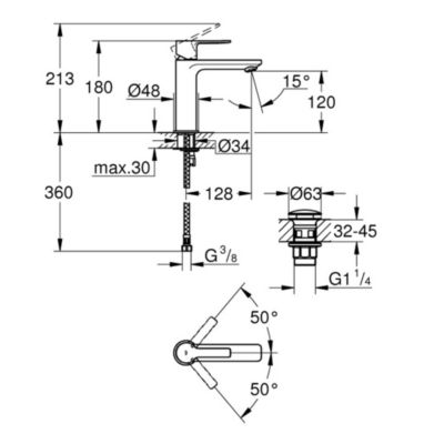 Lineare Mitigeur monocommande Lavabo Taille S (23106001)