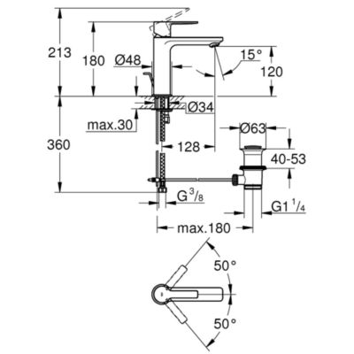 Lineare Mitigeur Monocommande Lavabo Taille S (32114001)