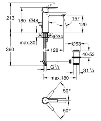 Lineare Mitigeur Monocommande Lavabo Taille S (32114001)