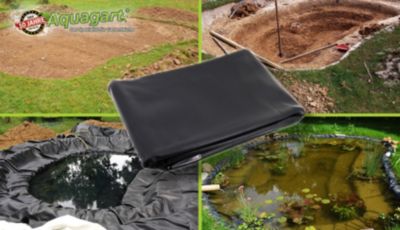Liner de bassin en PVC 4 m x 6 m 1,0 mm, noir, bâche pour le bassin de jardin Aquagart