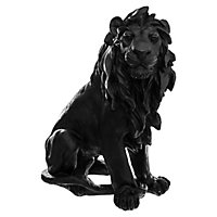 Lion en résine H31 cm noir Atmosphera