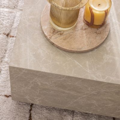 Lipani - Table basse carrée effet marbre 90x90cm - Grège