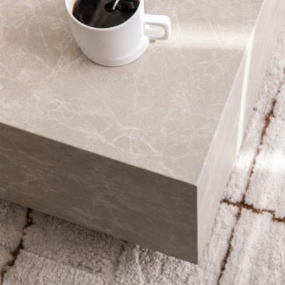Lipani - Table basse effet marbre 90x50cm - Grège