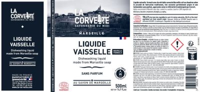 Liquide vaisselle & mains au savon de marseille La Corvette Savonnerie du midi 500 ml