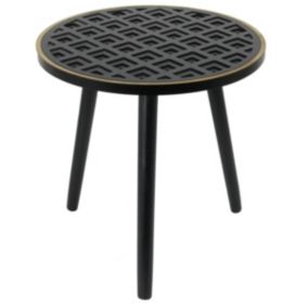 LISEA - Table d'Appoint Ronde Plateau Noir et Doré