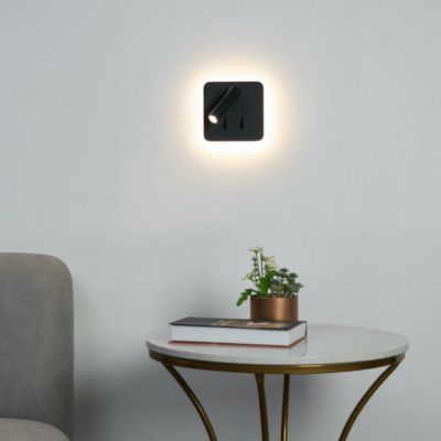 Liseuse carrée noire double lumière LED multifonctionnelle - Bilbao