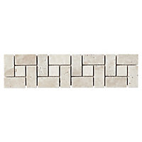 Listel Travertin carré en pierre naturelle 31.5x6,7cm beige et ivoire