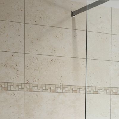 Listel Travertin carré en pierre naturelle 31.5x6,7cm beige et ivoire