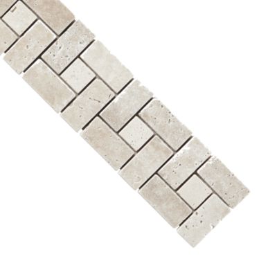 Listel Travertin carré en pierre naturelle 31.5x6,7cm beige et ivoire