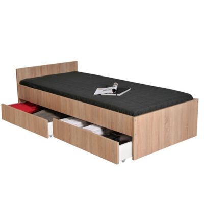 Lit 1 Place Et Demi Sans Sommier 120x200 Tête De Lit Droite Noyer Demas - Lit double