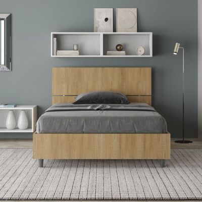 Lit 1 place et demi - Ityhome - 120x190 - Chêne nature - Sommier inclus - Design contemporain