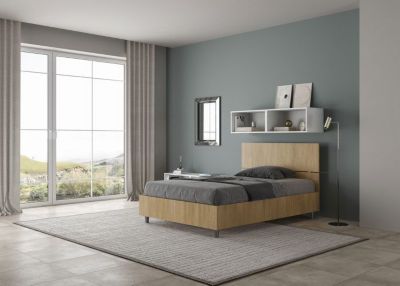 Lit 1 place et demi - Ityhome - 120x190 - Chêne nature - Sommier inclus - Design contemporain