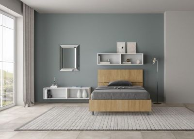Lit 1 place et demi - Ityhome - 120x190 - Chêne nature - Sommier inclus - Design contemporain