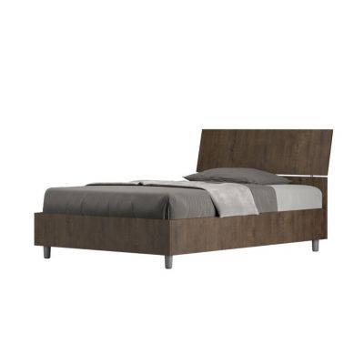 Lit 1 place et demi - Ityhome - 120x200 - Noyer - Tête de lit inclinée - Sans sommier
