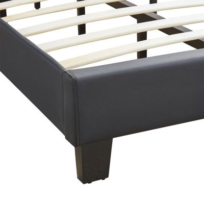 Lit 1 place HUDSON, 90 x 190 cm, capitonné avec sommier, revêtement synthétique noir